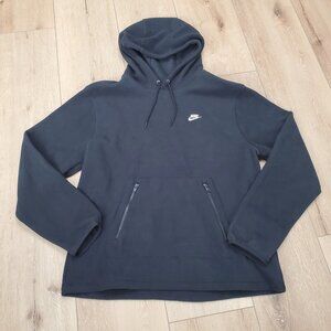 Nike Mens Size M Club Winterized Pullover Hoodie Black FZ0660-010 Fleece Gym
